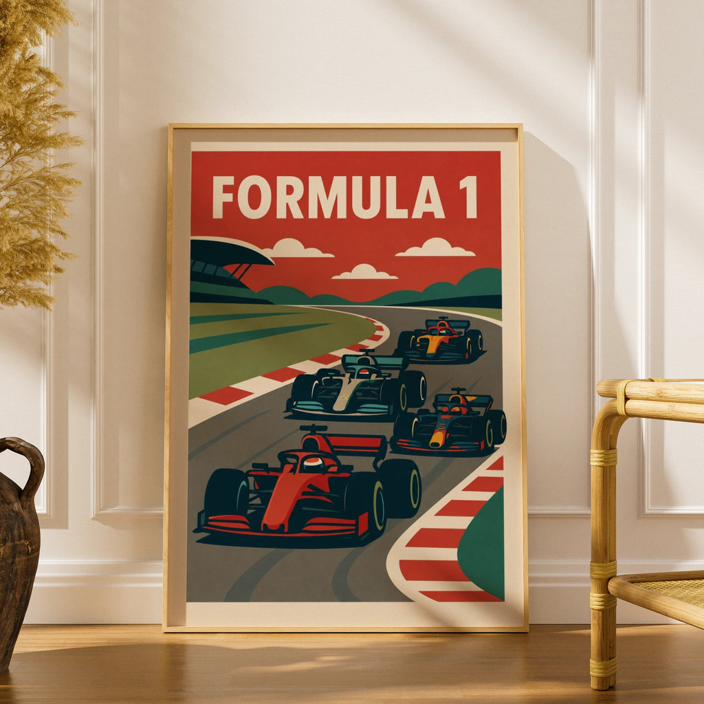 Retro Racing Car Poster, Open Wheel Motorsport Wall Art, Vintage Racing Print, Automotive Decor