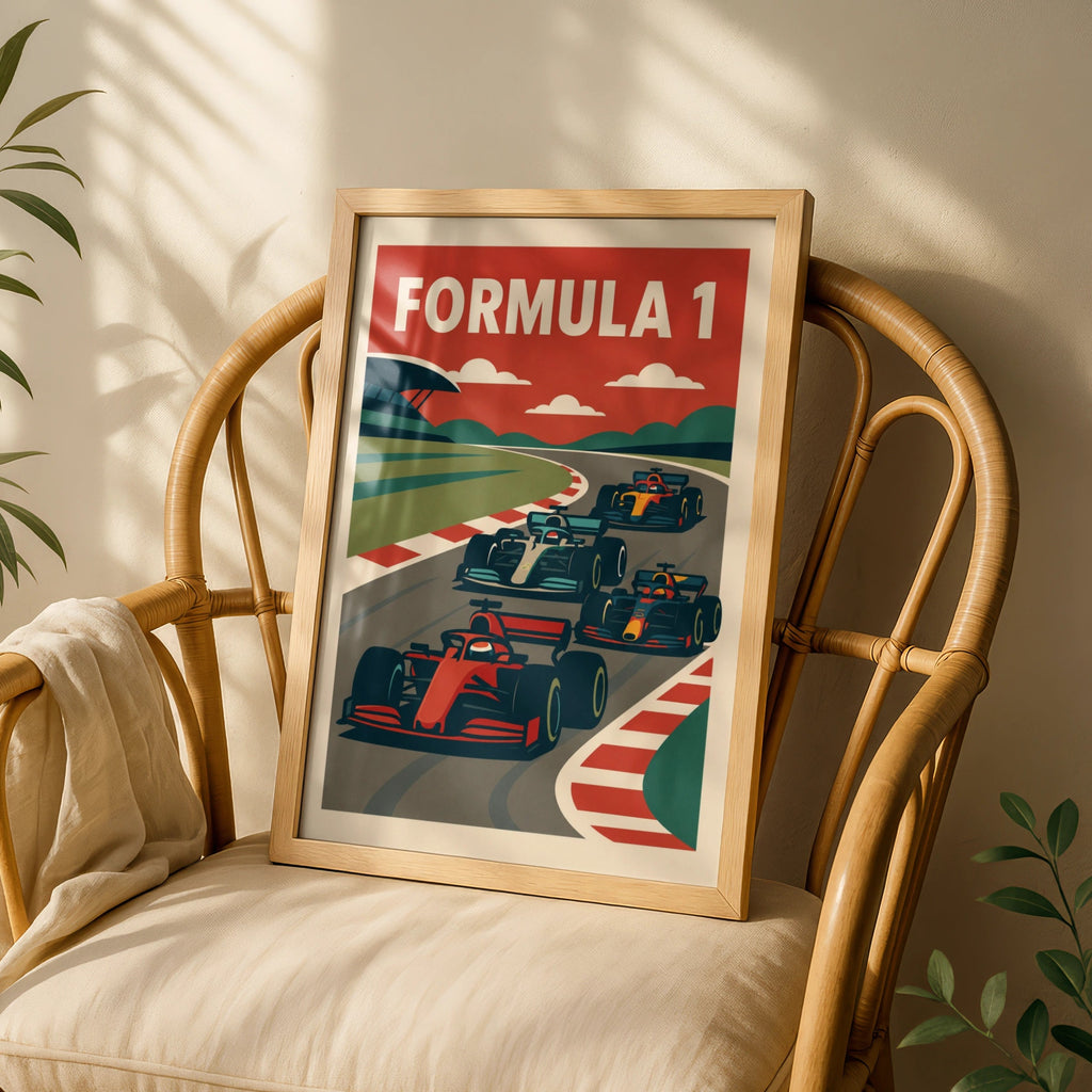 Retro Racing Car Poster, Open Wheel Motorsport Wall Art, Vintage Racing Print, Automotive Decor