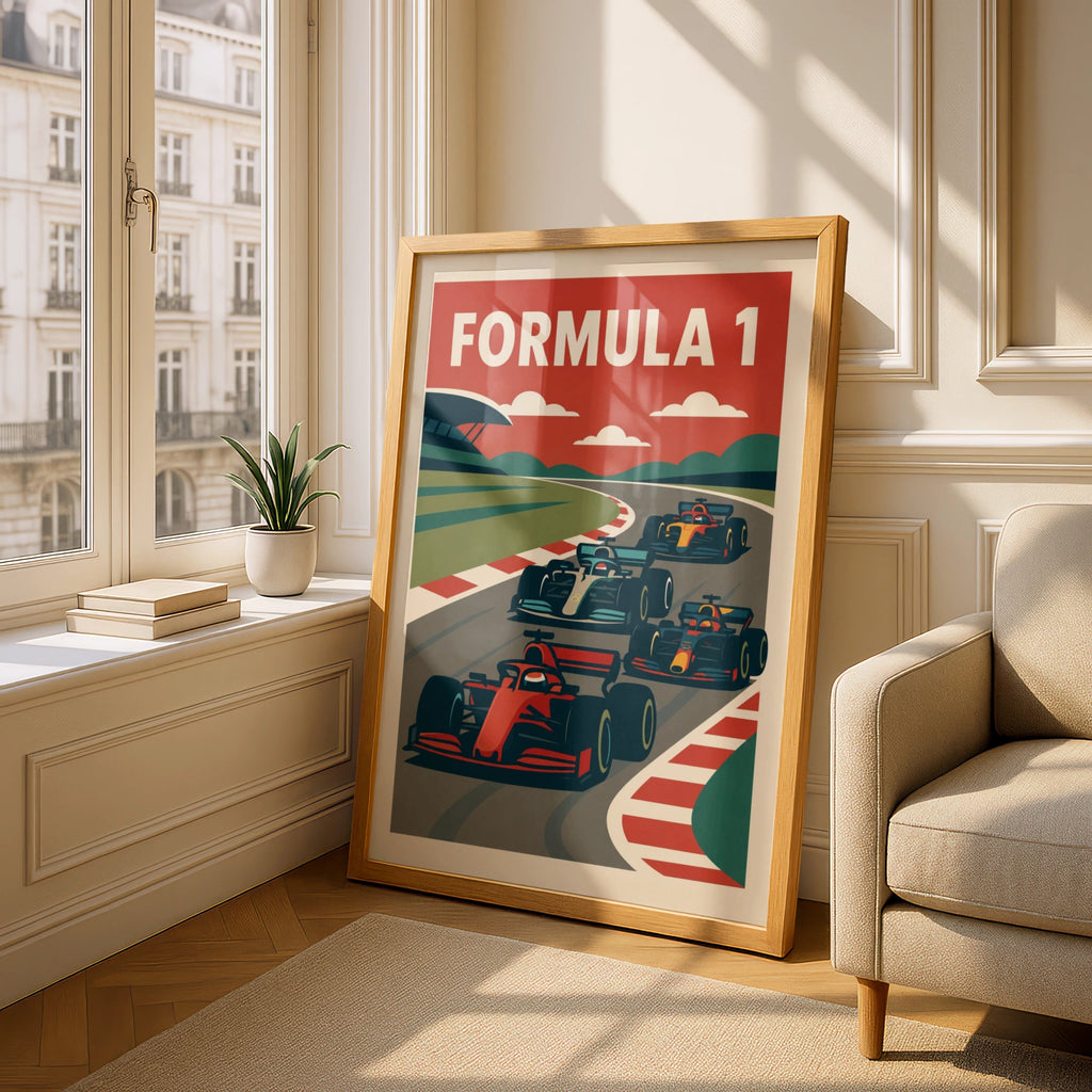 Retro Racing Car Poster, Open Wheel Motorsport Wall Art, Vintage Racing Print, Automotive Decor