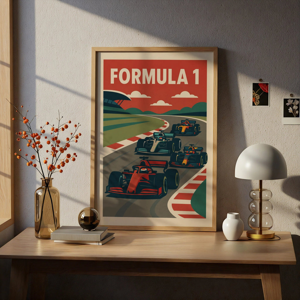 Retro Racing Car Poster, Open Wheel Motorsport Wall Art, Vintage Racing Print, Automotive Decor