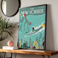 Underwater Swimming Poster, Coastal Wall Art