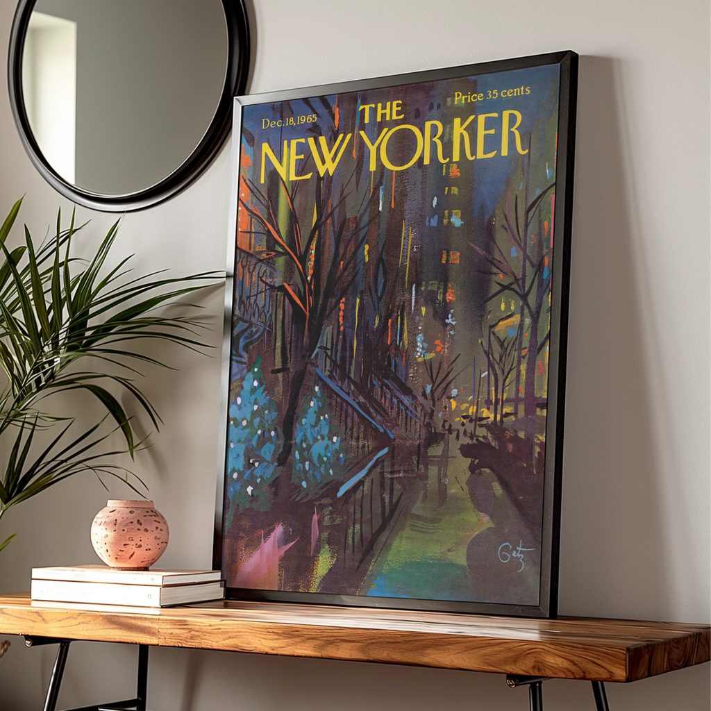 NYC Night Scene Poster, New York City Wall Art