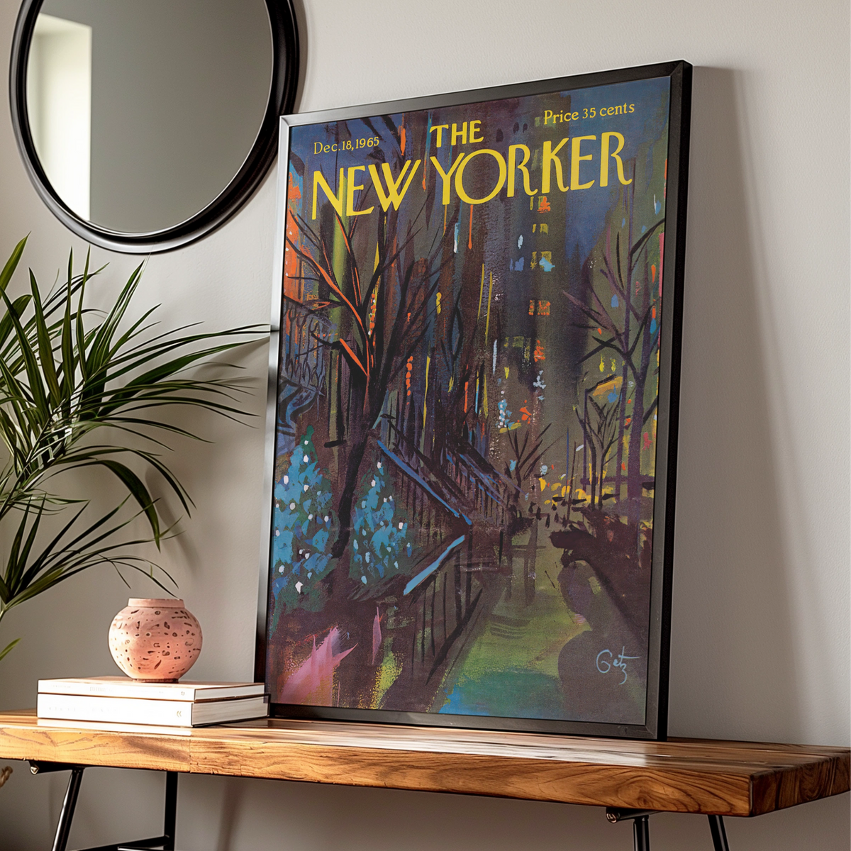 NYC Night Scene Poster, New York City Wall Art