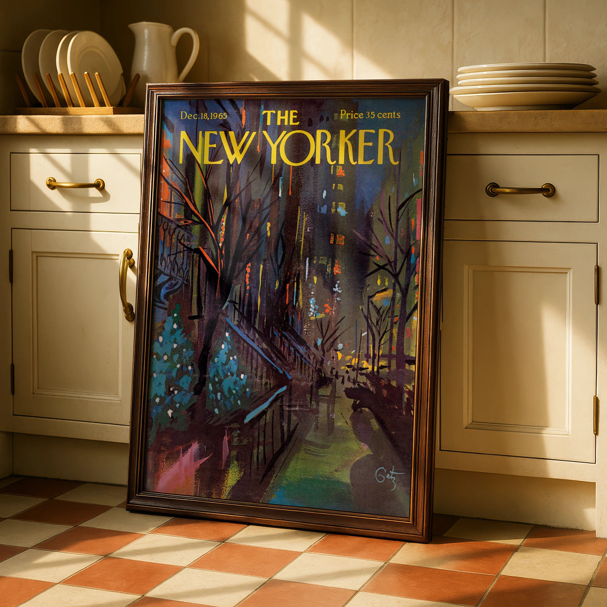 NYC Night Scene Poster, New York City Wall Art