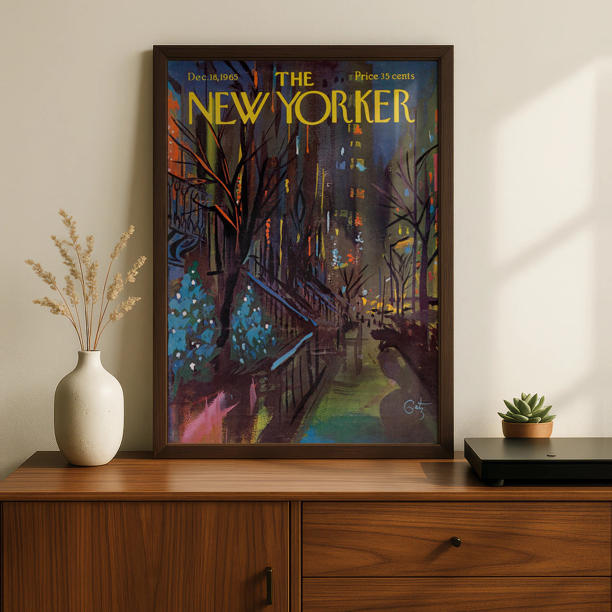NYC Night Scene Poster, New York City Wall Art